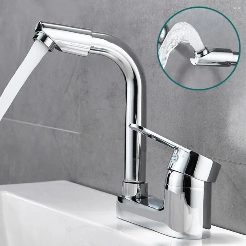 Bathroom Sink Faucets Water Tap Faucet Washbasin 360° Rotating Anti-corrosion Anti-rust Cold And Double Mixer Dual-use Hole Brand Wash Basin