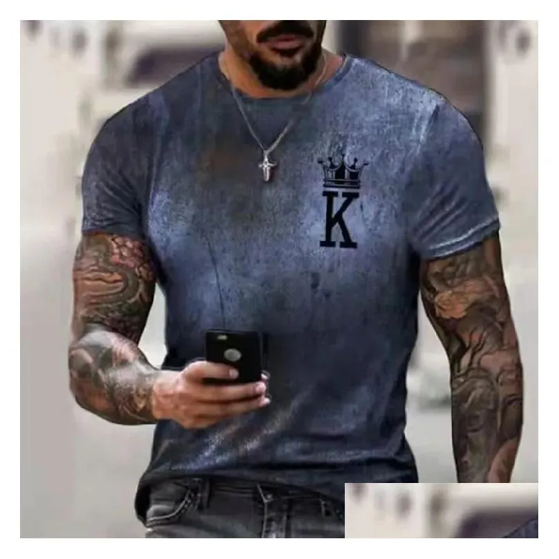 Herr t-shirts king stil mens 3d tryckt t-shirt visuell påverkan festskjorta punk gotisk rund hals högkvalitativ amerikansk muskel shor dhp5b