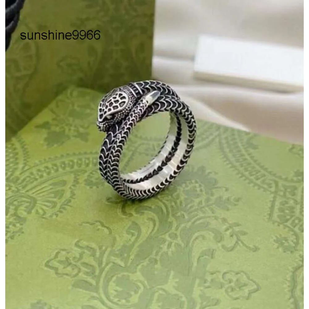 G Silver Double cucci Letter Snake Letter Ring Скульптура Дизайнерские мужские открытые регулируемые кольца в стиле панк Блестящие классические дизайнерские кольца