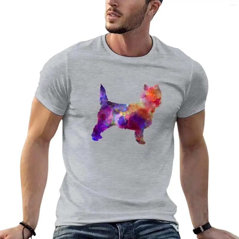 Polos masculinos Cairn Terrier em aquarela camiseta manga curta camiseta oversized masculina camisetas gráficas anime