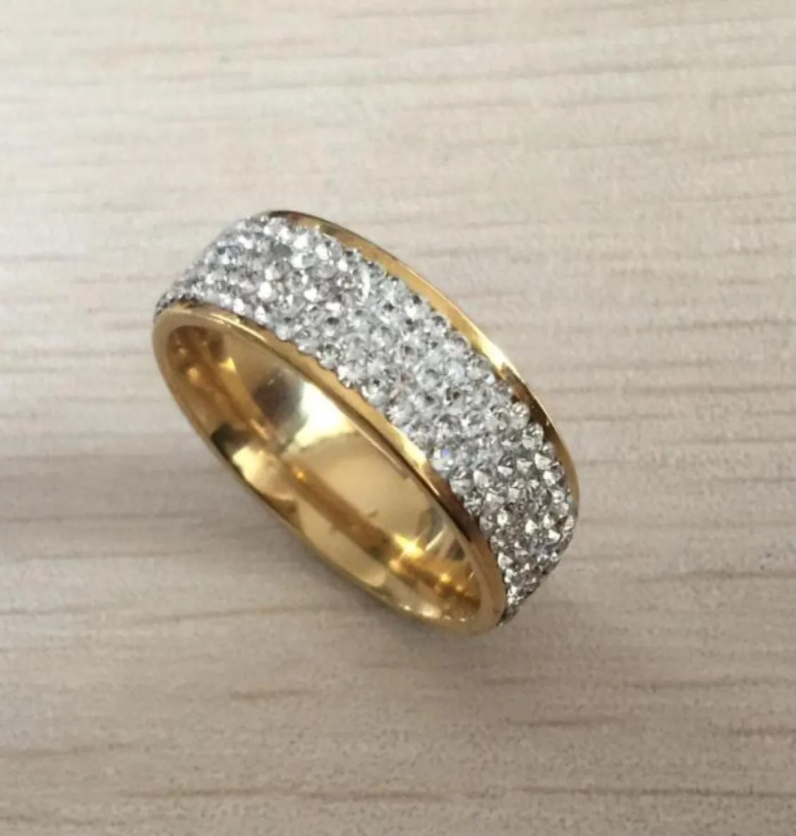 316L Złotą stal nierdzewną Złotą Białą Diamentową Pierścionek Crystal zaręczynowy dla kobiet Miłośnicy 15671737185437