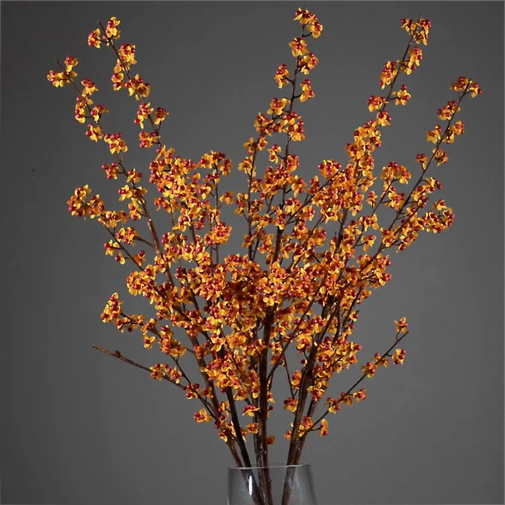 Artificial Green Plants 10 Forks With Leaf Berry Faux Berry Cranberry Branch For Home Decoration Table Wedding Party Decoration
