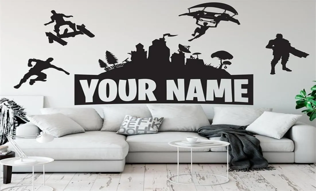 Customed Naam Muurstickers Jongens Gaming Kamer Decal Kids Slaapkamer Decor Gamer Decoratie Accessoires 2202129620233