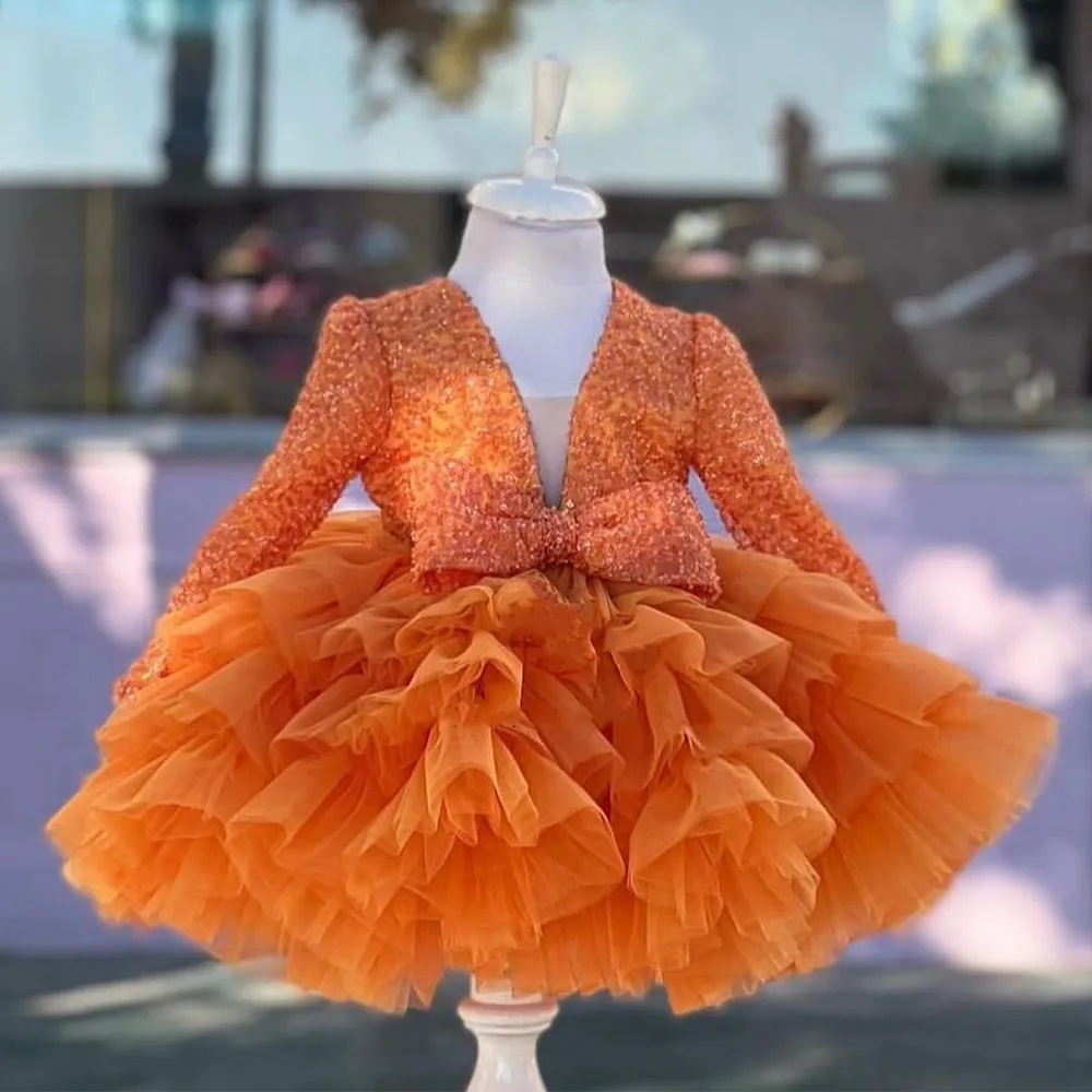 Girls Long Sleeve Puffy Flower Ball Gown Dress 3D Tulle V Neck for Kids  Teens Birthday Party from Dhgate Flower Girls Dresses - price 294.97