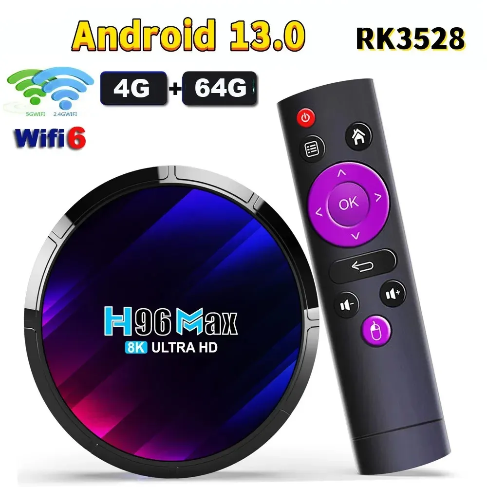 H96 MAX RK3528 Smart TV Box Android 13 Rockchip 3528 Quad Core Ondersteuning 8K Video Wifi6 BT50 Mediaspeler Set Top Ontvanger 240130