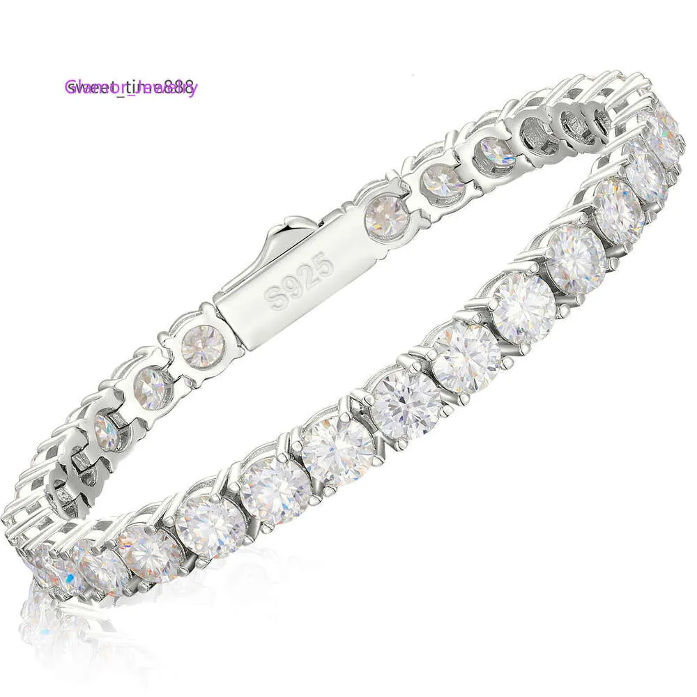 3mm-6mm Sterling Sier VVS Moissanite Tennis Bracelet Pass Diamond Test Free Engraved Bling Mens Fine Jewelry for Women