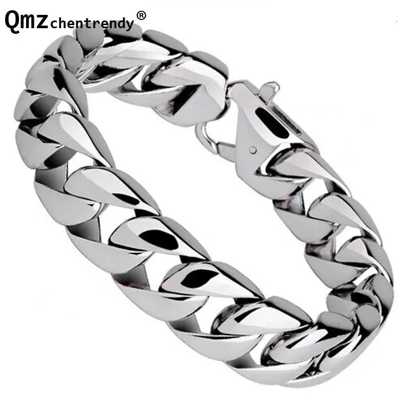 Fashion Real Steel Men Bracelets Punk Bangle Pulseras High Polished Wristbands Classic Jewelry Brace lace 15cm 240130