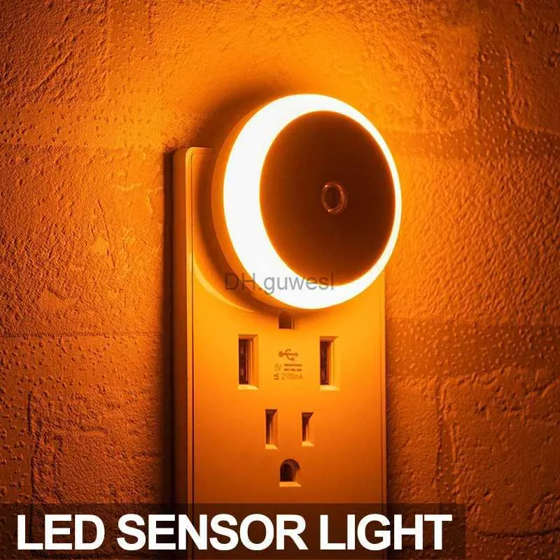 Nattlampor ljus sensor led nattljus EU/oss plug-in lampor kök korridor trappor lampor barn rum dekor trådlös nattlampa yq240207