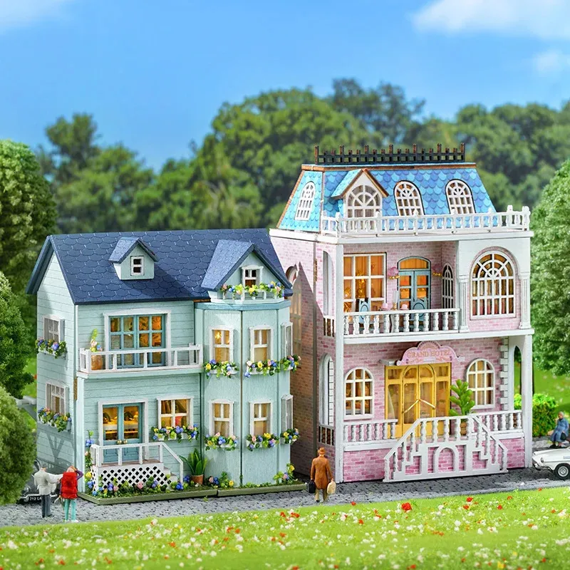 Mini scena Mini assemblaggio fatto a mano fai da te in legno squisita decorazione del desktop casa casa delle bambole Happiness Manor giocattolo creativo compleanno 240202
