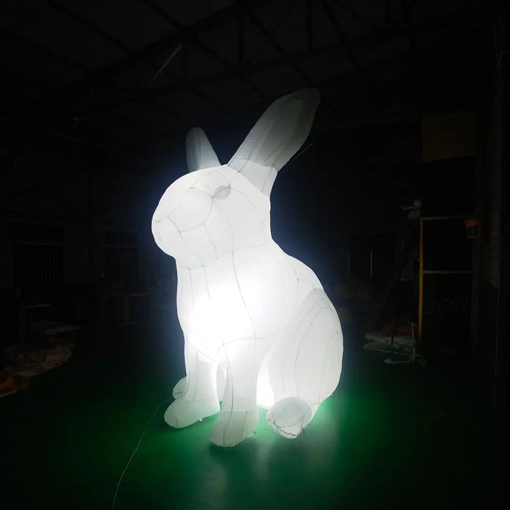 wholesale Giant 20ft Inflatable Rabbit Easter Bunny model Invade Public Spaces Around the World with LED light