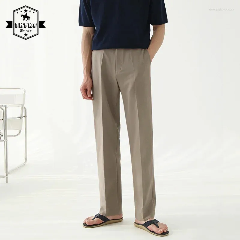 Mäns kostymer koreanska solida rakdräkt byxor herr streetwear lösa avslappnade enkla byxor manliga hajuku bekväm elastisk midja sportbyxa