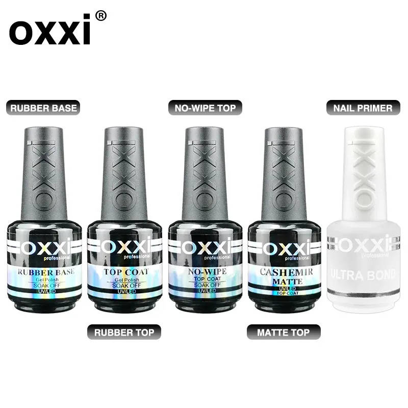 OXXI Gel-Nagellack-Basis und Überlack, kein Abwischen, Kit, semipermanente Gummibasis für Gel-Lacke, Set, Maniküre, UV, säurefreier Primer 240127