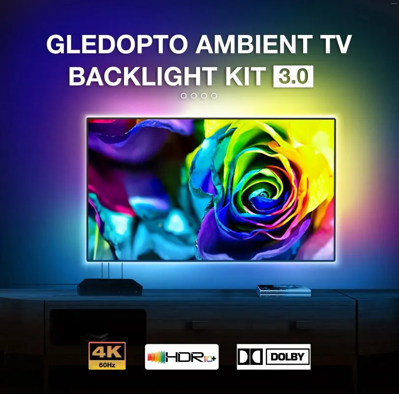 Controllers Gledopto Ambient TV Backlight Kit 3.0 LED Strip RGB IC HDMI-kompatibel Sync Box Set Light Support 4K 60Hz 50 55 60 65 Inch