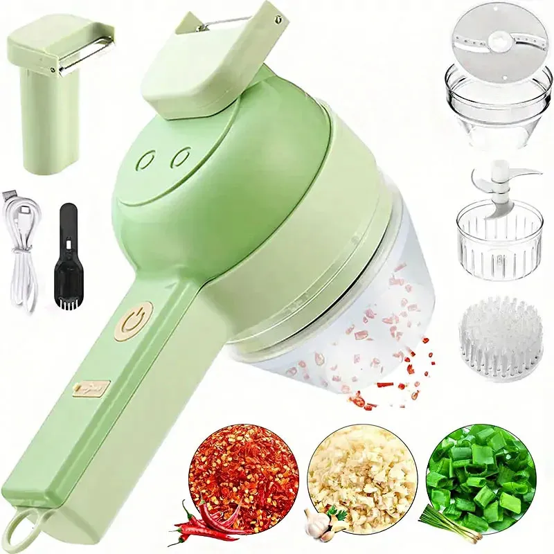 Gatling Vegetable Cutter Electric Vegetable Cutter Set Vegetable Chopper Meat Garlic Chopper with Brush Kitchen Accessories 240130