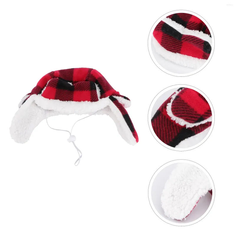 Odzież dla psa 1PC Plush Beret Hat Pet z regulowanym nakryciem głowy (czarny czerwony)