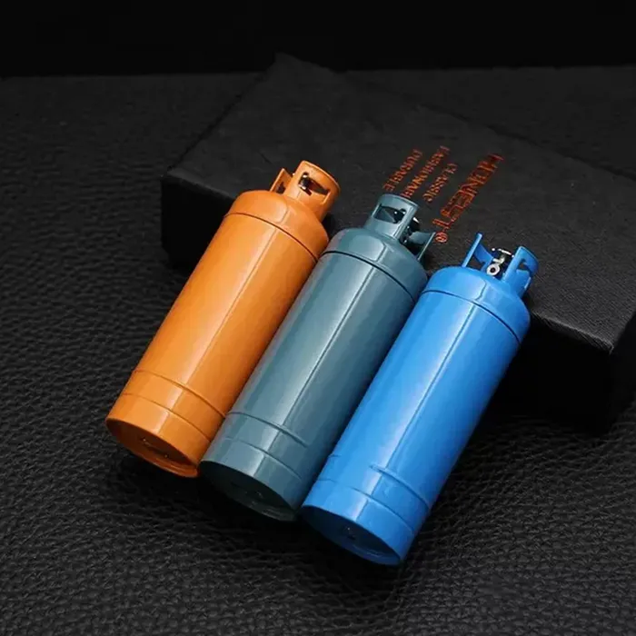 Colorful Jet Windproof Gas Tank Shape Lighter Red Flame Refillable Butane For Home Decoration Collection Tobacco Cigarette Lighters Wholesale