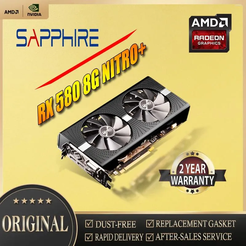 Schede grafiche SAPPHIRE RX580 8G Nitro Video 2304SP 256Bit GDDR5 Per AMD RX 500 580 8GB DP HDMI DVI 2304 SP Utilizzato