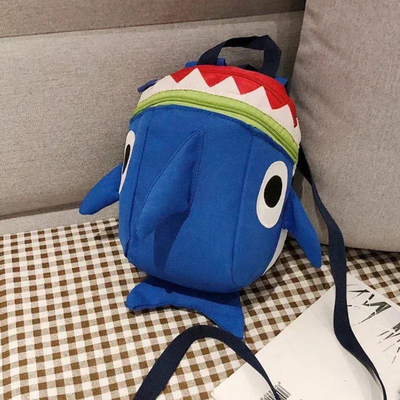 Cute Cartoon Shark Kids Bags Baby Harness Backpack Boy Girl School Anti Lost Harnesses Leashes Toddler Kindergarten 240131