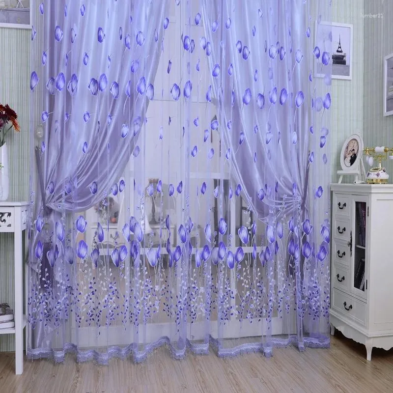 Curtain 1 Pc Modern Tulle Curtains For Living Room Home Decor Purple Children Bedroom Door Short Kitchen Window