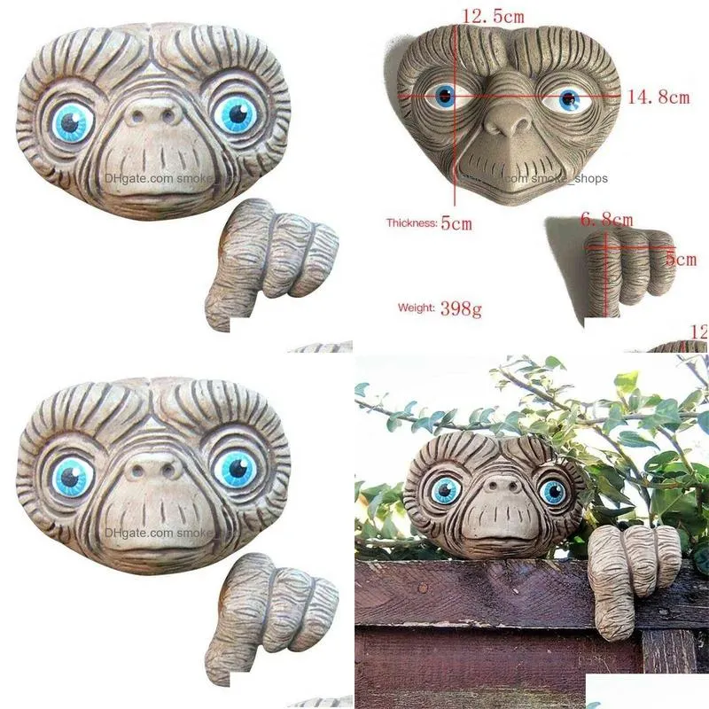 Decorative Objects Figurines Alien Et Ornaments Resin Hanging Wall Pendant Home Garden Decoration Supplies Creative Crafts Statue Dhqz4