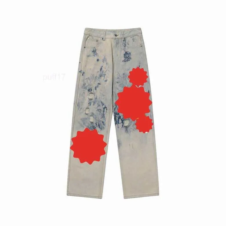 Designer Jeans da uomo Chromes High Street per uomo Pantaloni ricamati Donna Oversize strappato Patch Hole Denim dritto Ch Chrome Pantaloni Cuore 2yke KJFT