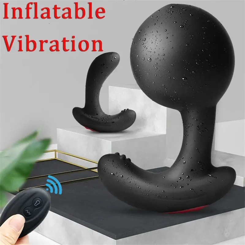 Trådlös fjärrkontroll manlig prostata massager uppblåsbar anal plug vibrerande rumpa plugg anal expansion vibrator sex leksaker för män 240126