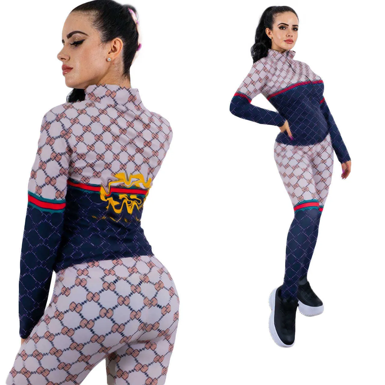 Survêtements pour femmes 24SS Designer J2895 Womens Fashion Print Casual Sports Style Two Piece Set Nouveau