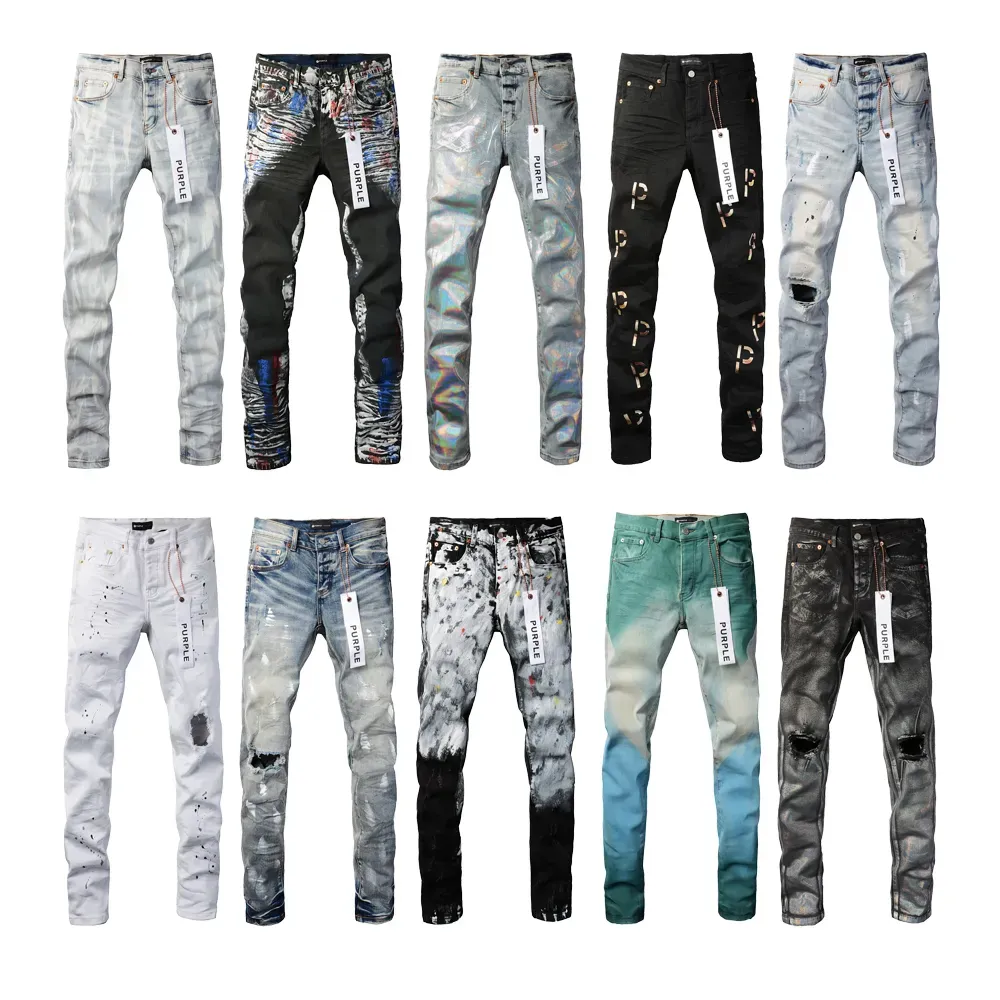 Haute qualité Hommes Femmes Violet Jeans Designer Jeans Mode Distressed Ripped Bikers Femmes Denim Cargo Pour Hommes High Street Fashion Jeans Ventes directes d'usine A013