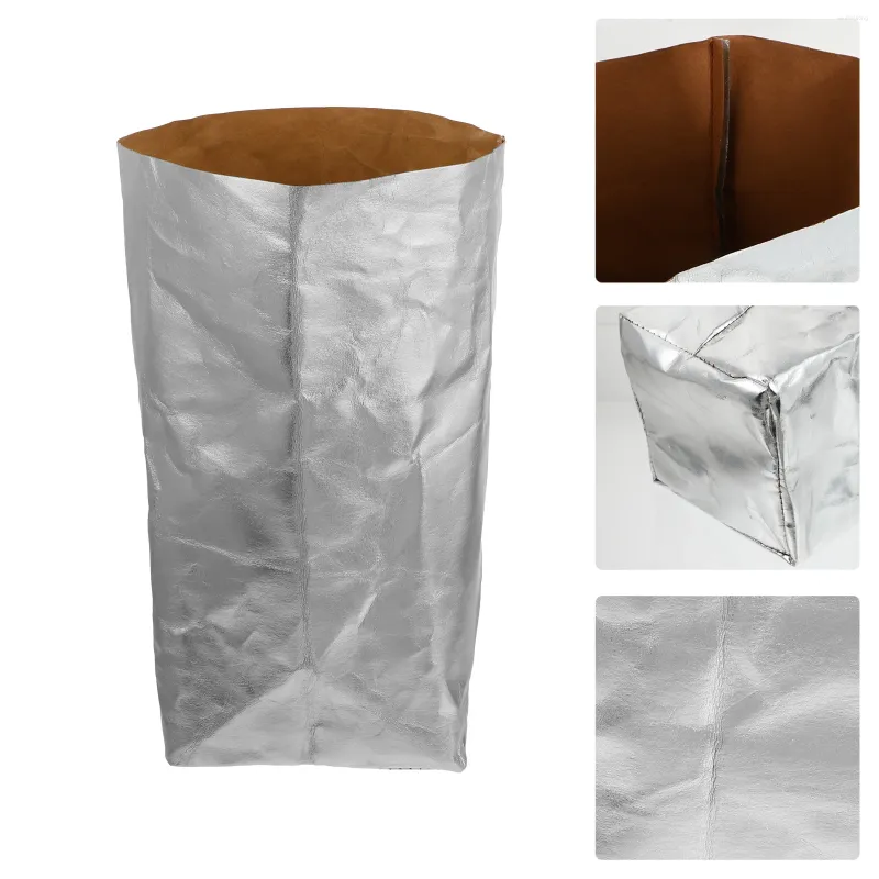 Take Out Containers Kraft Paper Bag Flower Pot Washable Container Planter Bags Basket Arrangement Supplies Silver