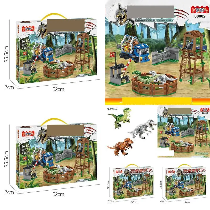 Lepin Blocks Jurassic Dinosaur Building Scene Set Piccole particelle Militare Tower Defense Assembly Toy 88002 Consegna a goccia Otnyx