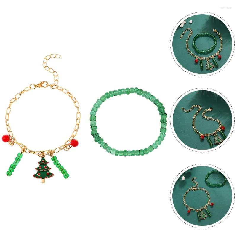 Charm Armband 2 PCS Gift Armband Teen Girls Wrist Christmas Alloy Beaded Charms Miss Women