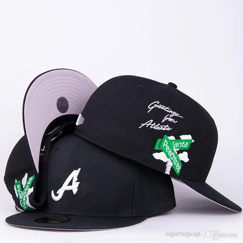 2024 Béisbol masculino Gorras cerradas completas SF Letra Ed Color marrón Hueso Nuevo Boston Parcheado Negro Atlanta Peachtree Deporte Sombreros ajustados Serie Mundial Fe7-018