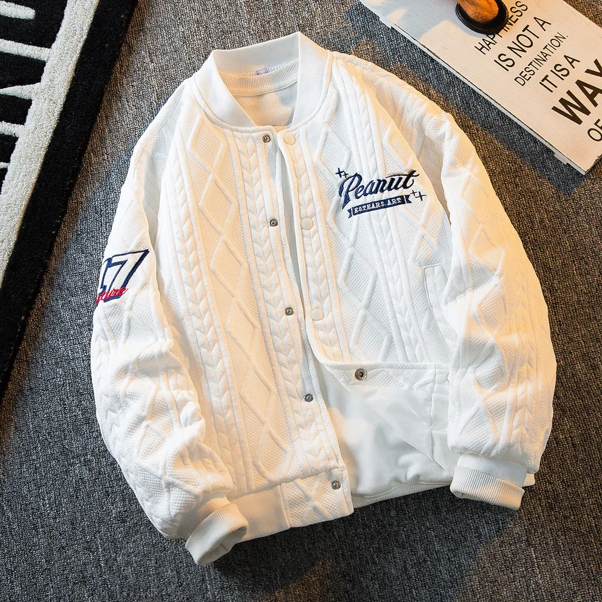 Heavy Retro American Vibe Style Baseball Jacket Men Winter Trendy Brand Bomber Wear Jackets Coats 240124