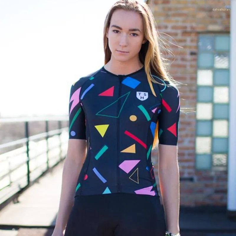 Vestes de course FEMMES ROUGE BLANC ET BLEU SPRINKLES CYCLISME JERSEY Été Vélo De Route Vêtements D'équitation Course Fit Chemise De Vélo Femme Ridewear