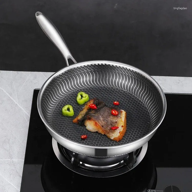 Pans Cookware Manufacturer Wholesale Honeycomb Nonstick Cooking Pan Skillet Triply Stainless Steel Non Stick Deep Frying