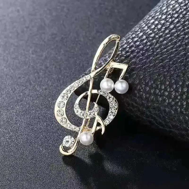 Broscher brosch kvinnor elegant musik anmärkning pärla charm smycken mode temperament klänning dekoration tillbehör