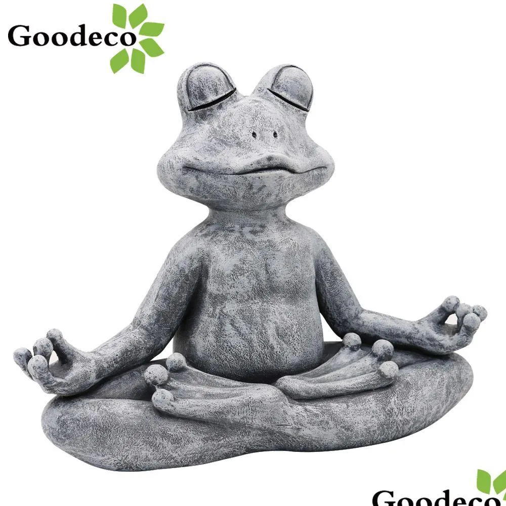 Novidade Itens Goodeco Jardim Sapo Estatueta Resina Zen Yoga Jardin Estátua Decoração Ao Ar Livre Scpture Decoração de Casa Ornamentos Internos T2007 Dhysa