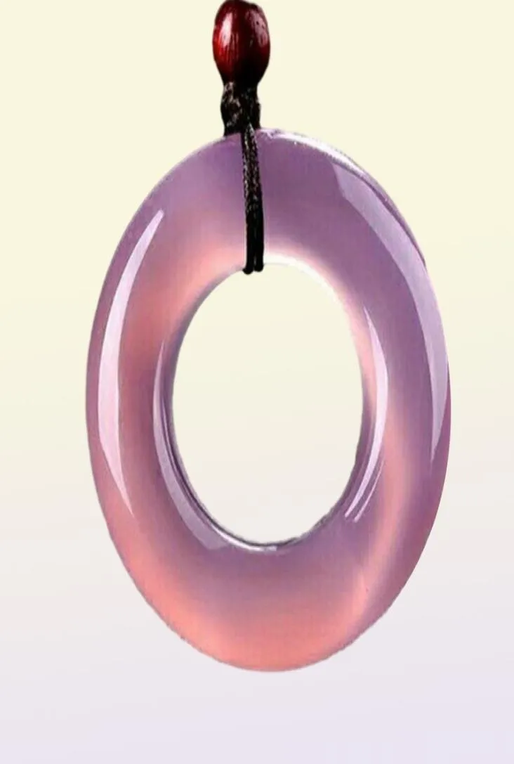 Brasilien Natural Pink Chalcedony Jade Pendant Halsband tröja kedja smycken gåva hela28581000254