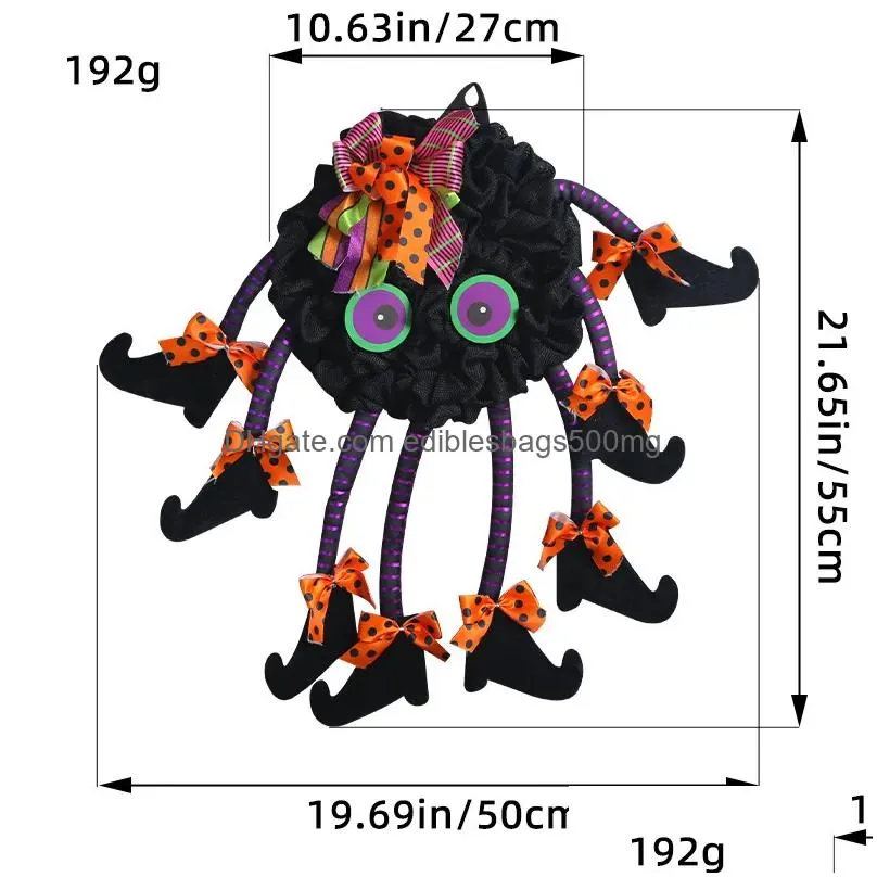 Andere feestelijke feestartikelen Halloween-kransen voor de voordeur Krans met spinnenpoten Hangende ornamenten Huismuur Veranda Drop Deliv Dhx9W