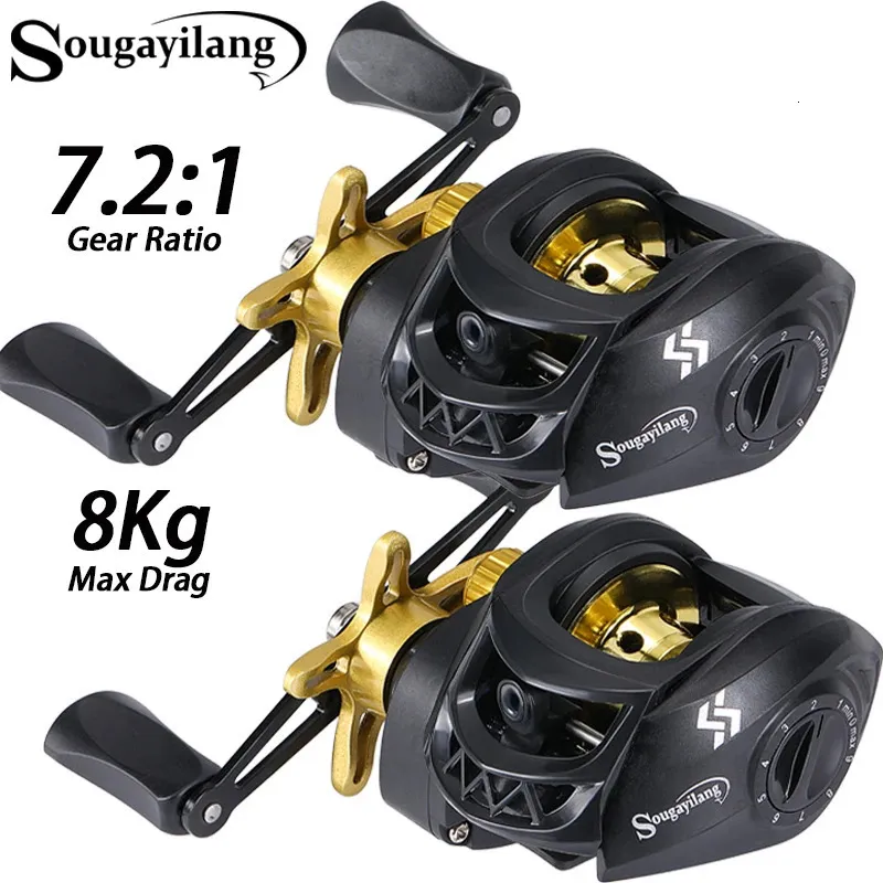 Sougayilang Fishing Reel 72 1 High Speed Gear Ratio Max Drag 8Kg Baitcasting for Carp Bass Baitcaster Pesca 240119