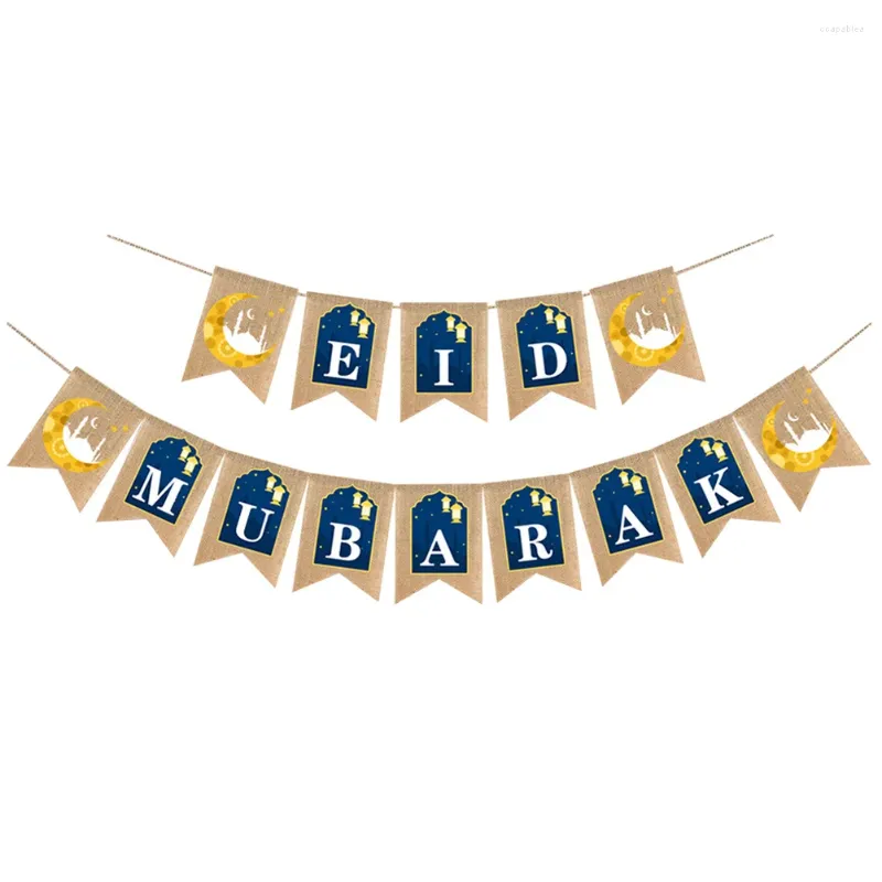 Party Decoration Eid Al-Fitr levererar Mubarak Banner Flag Linen Paper Bunting Garland