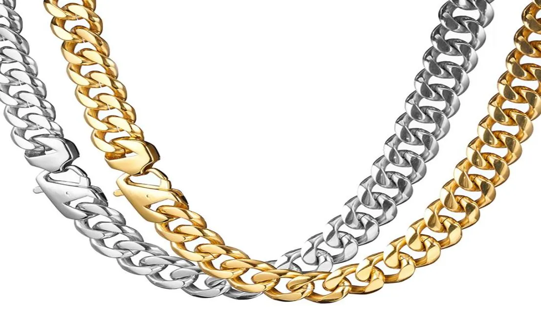 Curb Cuban Link Chain Halskette Armband Schmuck für Männer Frauen Edelstahlkette Halskette 15 mm 740 Zoll3561383