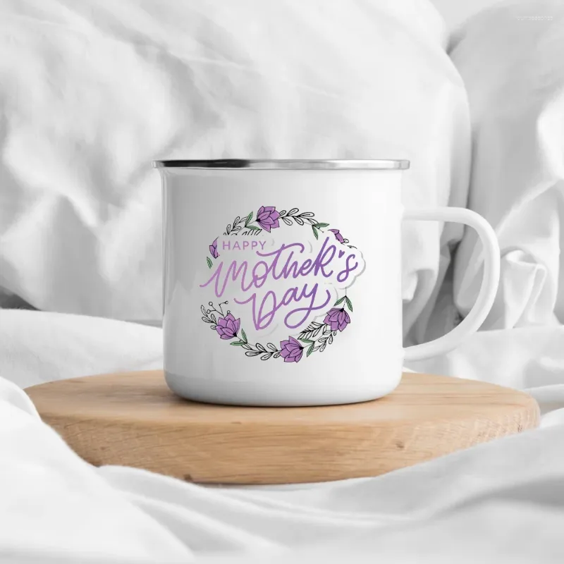 Kubki Happy Mother's Day's Emali Mug biały obchodzony kubek herbaty napój herbatę wodę oryginalny i zabawny prezent