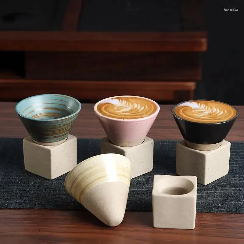 Kaffeekannen 100 ml Kreative Retro Keramiktasse Grobe Keramik Teetasse Japanische Latte Pull Flower Porzellan