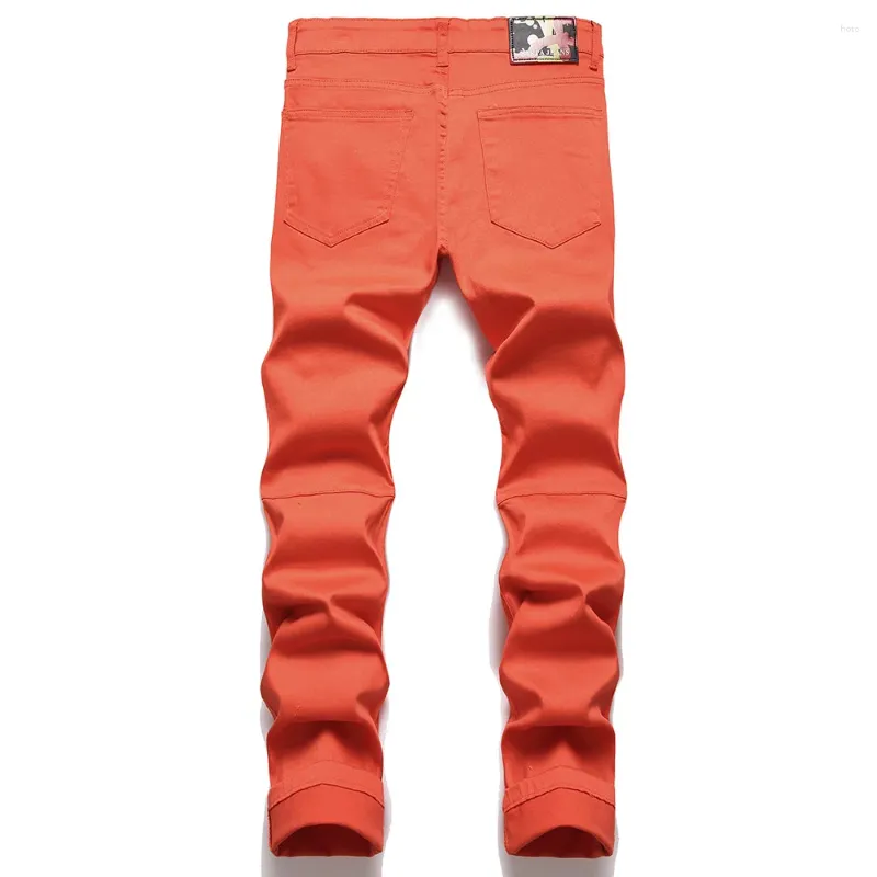 Orange biker jeans deals