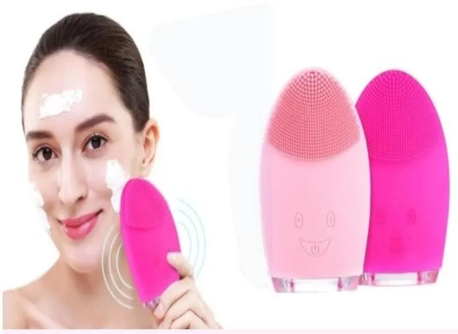 USB rechargeable Face Skin Cleaner Silicone Facial Cleaning Brush Massager Electric Exfoliator Cleansing Instrument Pore Deep Clean4392186