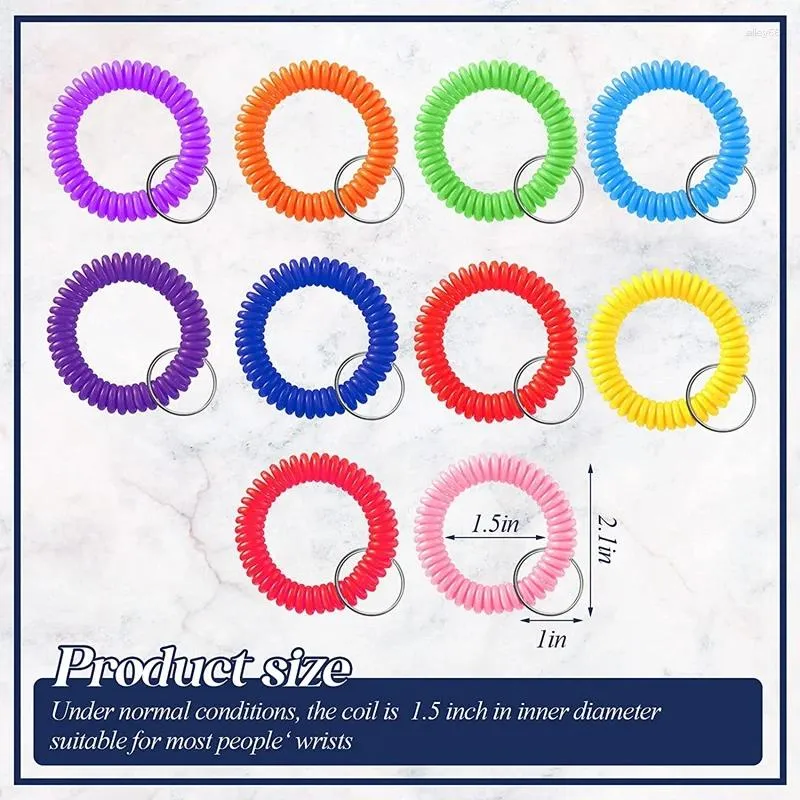 100PCS Multi-Color Plastic Spiral Wristband Keychains - Stretchable For Pools, Gyms, Saunas & Outdoor Sports - View #7