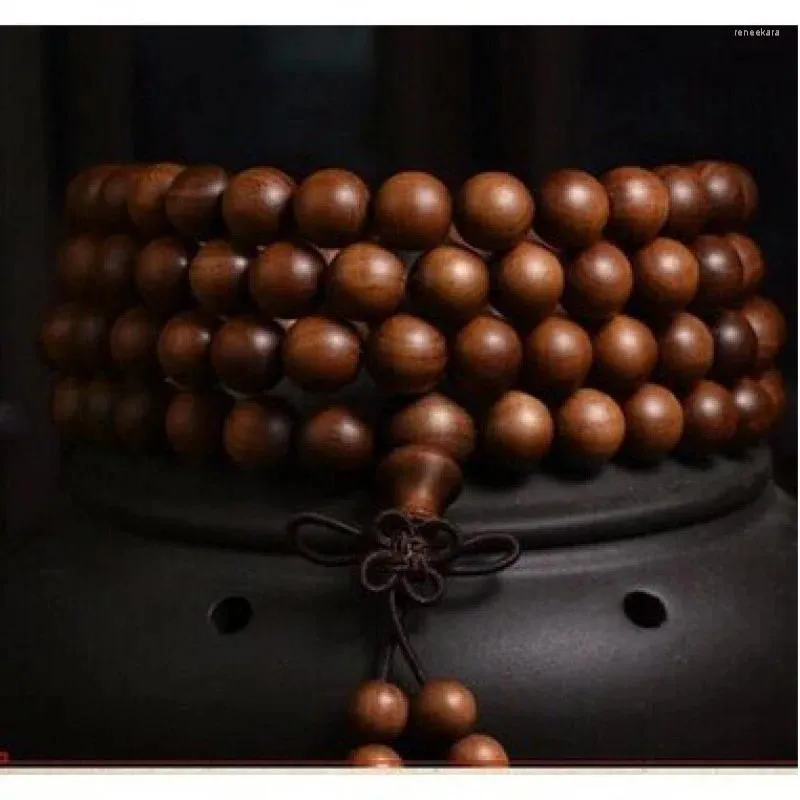 Bracelet en bois de santal de qualité viande noire, perles de bouddha Laoshan, 108 pour hommes et femmes