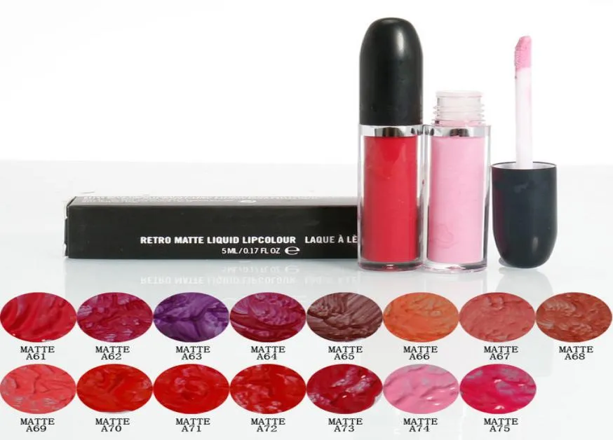 Factory Direct New Retro Mat Liquid Lipcolour Lipsticks 12 Kolory 5 ml Longlasting Holiday Vault Lip Gloss Makeup DHL 1791254