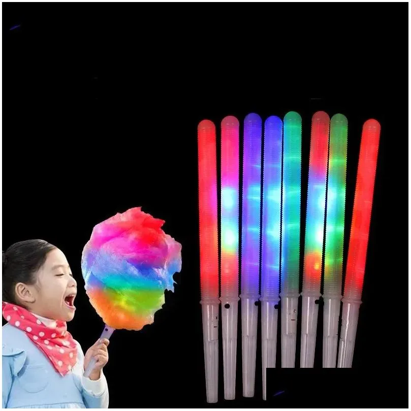 Other Event Party Supplies 100Pcs Lights Christmas Decorations Led Light Up Cotton Candy Cones Colorf Glowing Marshmallow Sticks Imper Othgq